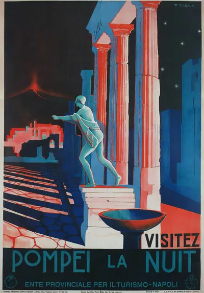 TV90 Vintage 1930's A3 POMPEI Naples Italy Italian Travel Poster Reprint