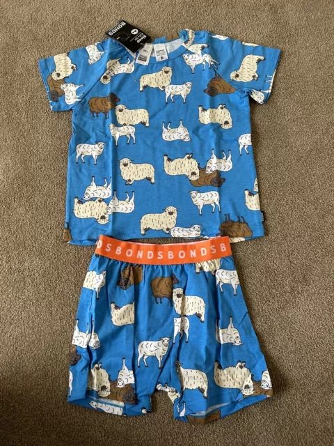 Bonds Kids Tee Shirt & Shorts Blue Sheep Sleep Set - Size 6