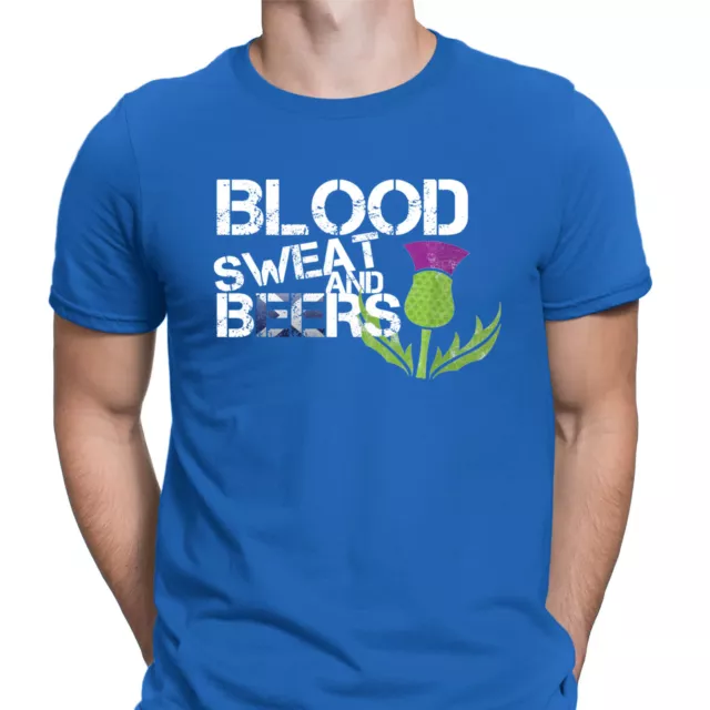 T-shirt top Blood Sweat And Beers Scozia rugby scozzese uomo ragazzo-SN
