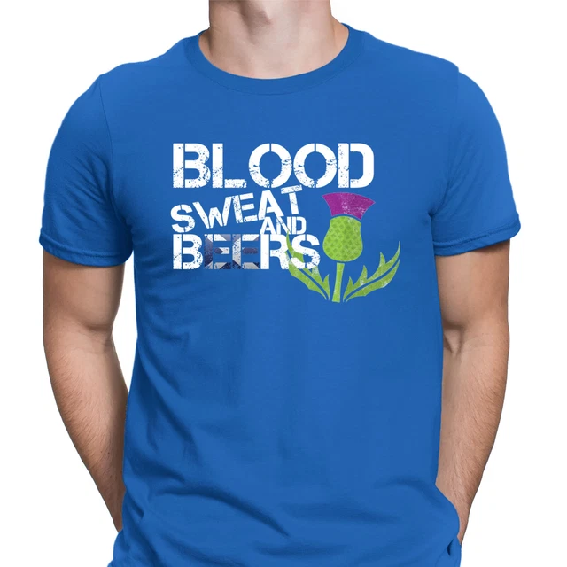 T-shirt top Blood Sweat And Beers Scozia rugby scozzese uomo ragazzo-SN