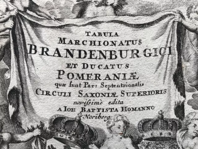 Johann Babtist Homann 1664-1724 Kupferstich Landkarte Brandenburg Pommern 3