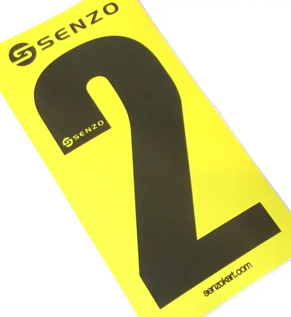 Set of 4 Senzo Black Race Number 2 Yellow Background | Rotax Kart | MSA Legal