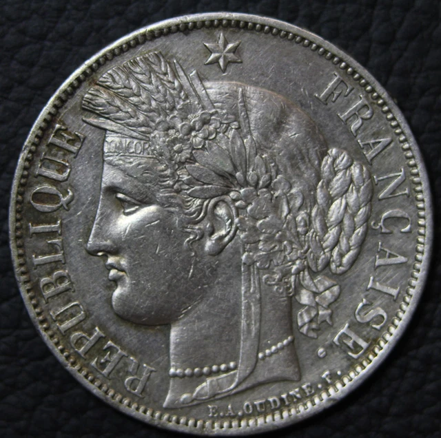 Pièce Argent France 5 Francs Cérès 1870 K - Sans Légende, M à 11h Dans L'étoile