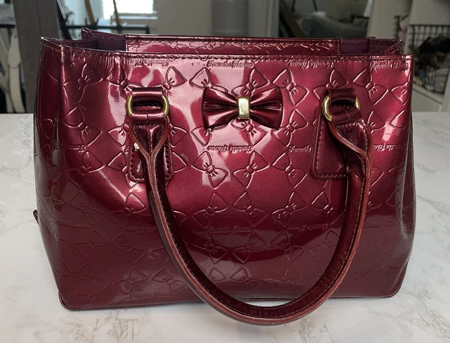 samantha thavasa Gyaru Kawaii bow Burgundy Patent Leather purse Small handbag