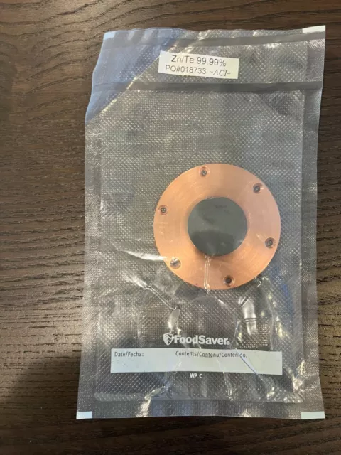 Sputtering Target, ZnTe  1.5"x0.25" bonded to Cu backing plate