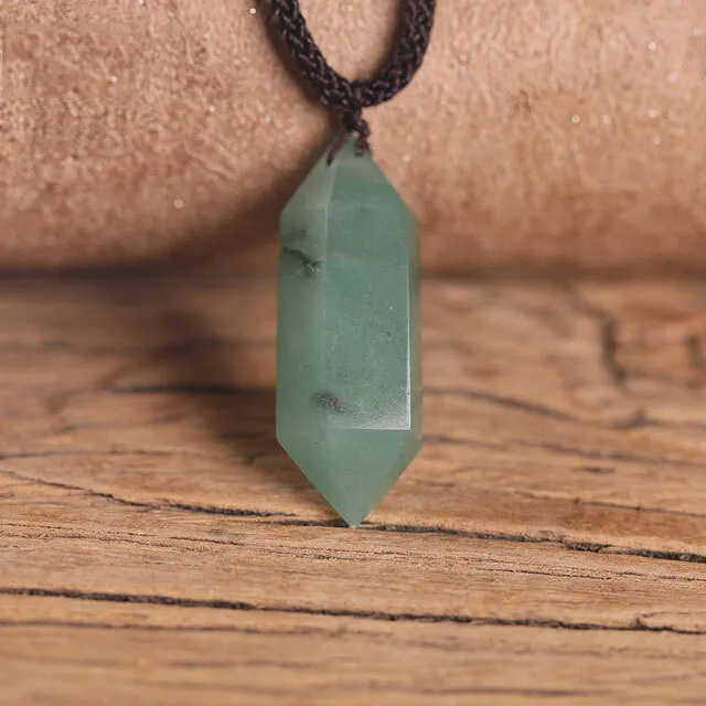 Natural Stone Crystal Hexagonal Points Pendant Healing Amulet Unisex Necklace 6