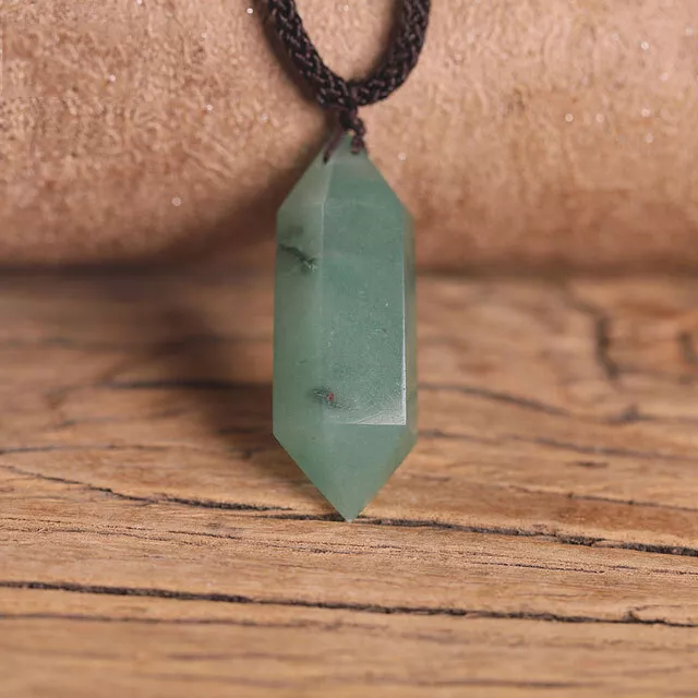Natural Stone Crystal Hexagonal Points Pendant Healing Amulet Unisex Necklace 6