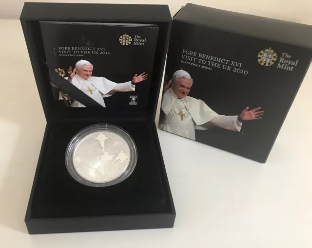 2010 Silber Proof Papst Benedikt XVI UK Besuch Medaille Verpackt COA