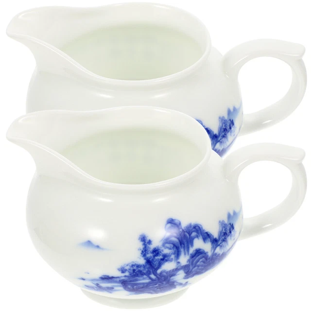 2 piezas bote de salsa de cerámica azul y blanco taza de salsa jarra café taza de salsa