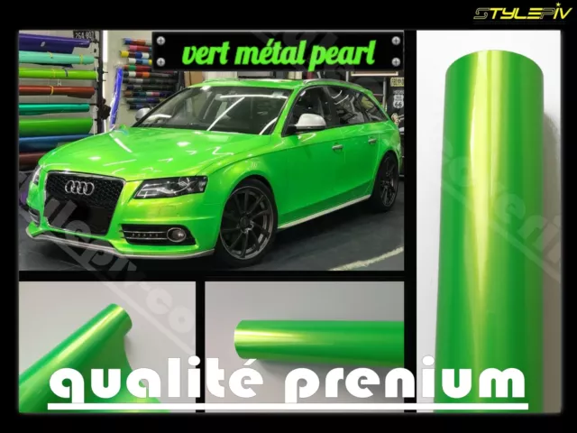 Film vinyle covering vert brillant métal pearl 152x30cm thermoformable adhesif