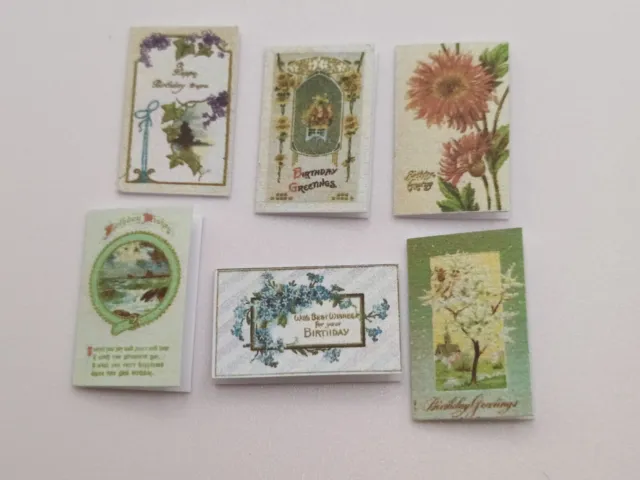 Dolls House 1:12 Scale Miniature Birthday Cards x 6