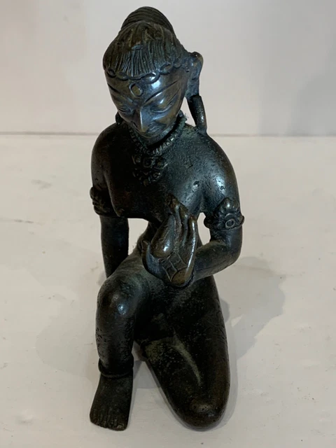 South East Asian bronze figure seated goddess 4.5” 18thC MUSEUM QUALITY