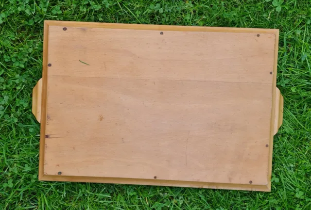 Tablett Serviertablett Holz Intarsien Einlegearbeit Glasplatte, 29x44 cm 3