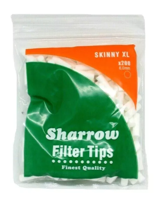 1 2 4 10 20 SHARROW Filter Tips SKINNY XL EXTRA LONG 6MM TIPS 20MM LONG bag 200