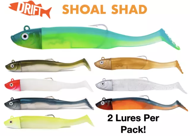 Shoal Shad | 2 Full Lures Per Packet | 15g & 30g Weedless Bass Sea Fishing Lures