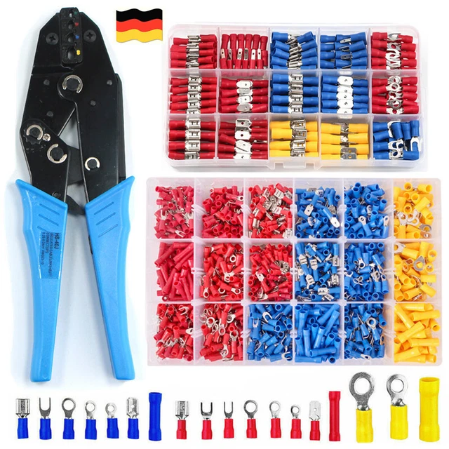 90° Flaggen-Flachstecker Isoliert – Nylon-Kabelschuhe, 22-18 / 16-14 / 12-10 AWG (90 Stück Set)