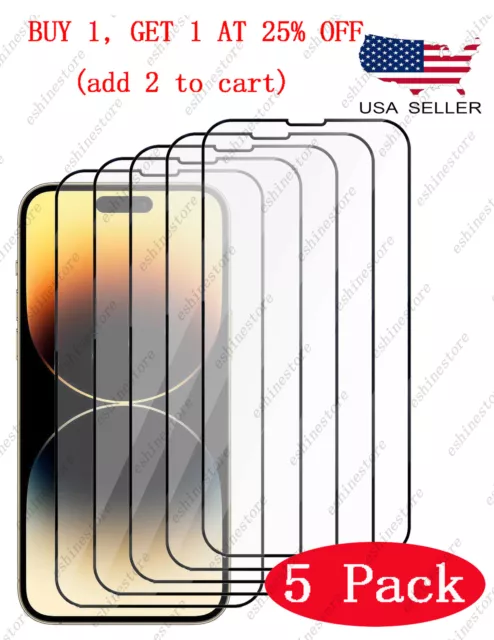 5 PCS FULL COVER Tempered Glass Screen Protector For iPhone 12 14 Pro MAX SE LOT