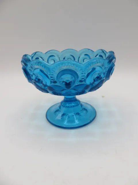 Vintage LE Smith Pale Blue Moon & Stars Compote Candy Dish 4.5" diameter