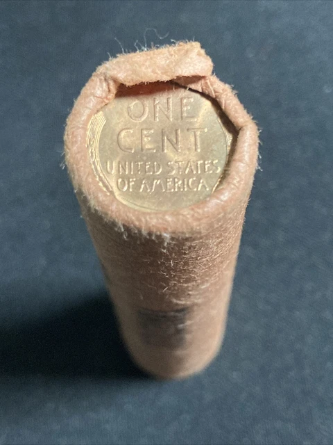 1957-P Obw Lincoln Wheat 50 Cents Penny Roll Bu Uncirculated Read Desc #C2855 4