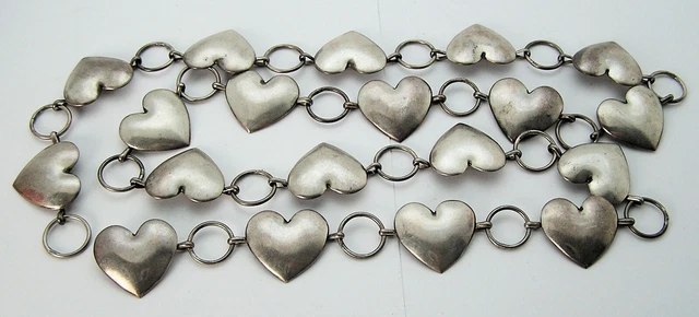 Sterling Navajo Concho Belt Domes Heart Shaped Conchos Lrg. Connecting Rings 76g Sterling Navajo Concho Belt Domes Heart Shaped Conchos Lrg. Connecting Rings 76g