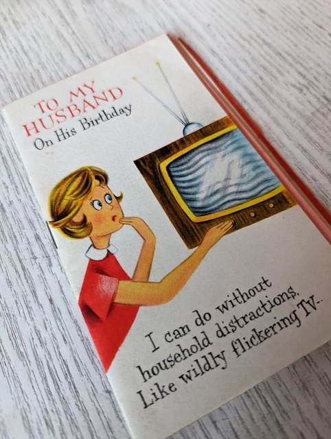 Vintage To My Husband 1960's Love Happy Birthday Hallmark Greeting Card (EB3580)