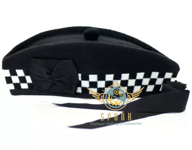 100% Wool Glengarry Cap Hat Premium Handmade SCOTTISH GLENGARRYS Diced Cap