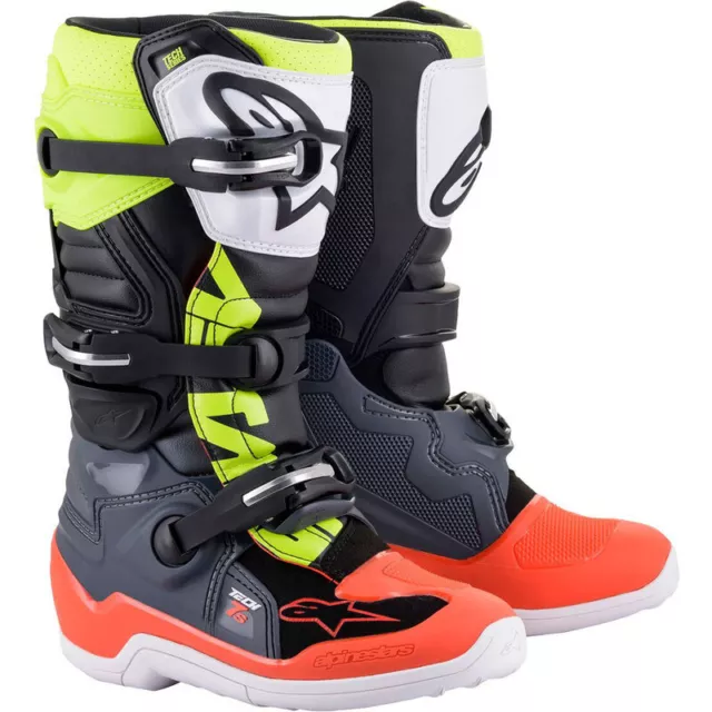 NEW Alpinestars Tech 7s Grey/Fluro/Red Dirt Bike Boots