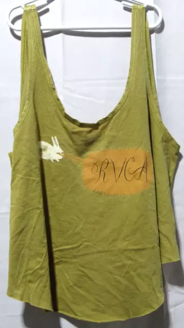 RVCA Green Tank Top Bunny Graphic Women's Size Small