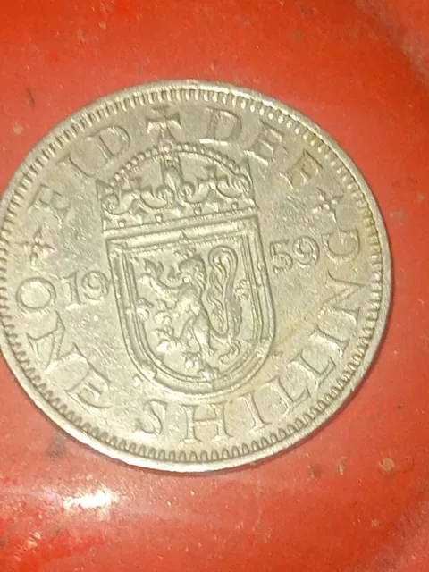 Fid dee one shilling coins 1959 Elizabeth 2 Dei Gratia Regina