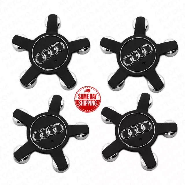 4x Set Black Audi Sport Car Suv Wheels Center Cap Hub 8R0601165 A3 A6 Q3 Q5 S3