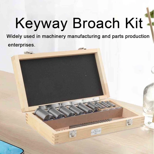 18pcs Keyway Broach Kit Inch Size HSS Broaching Cutter Bushing Shim Set with Box