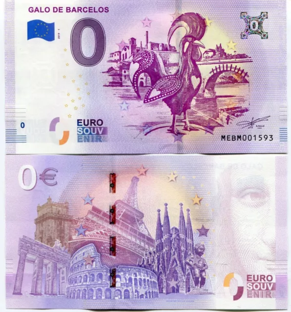 Galo de Barcelos 2019 Serie 1 Portugal Billete Recuerdo de 0 Euros