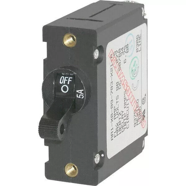 Blue Sea 7200 AC/DC 5 Amp Single-Pole World Circuit Breaker-Black Switch