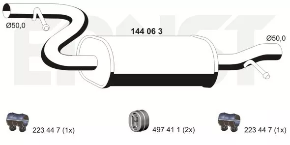 ERNST Mittelschalldämpfer (144063) für VW Passat B6 | Auspufftopf