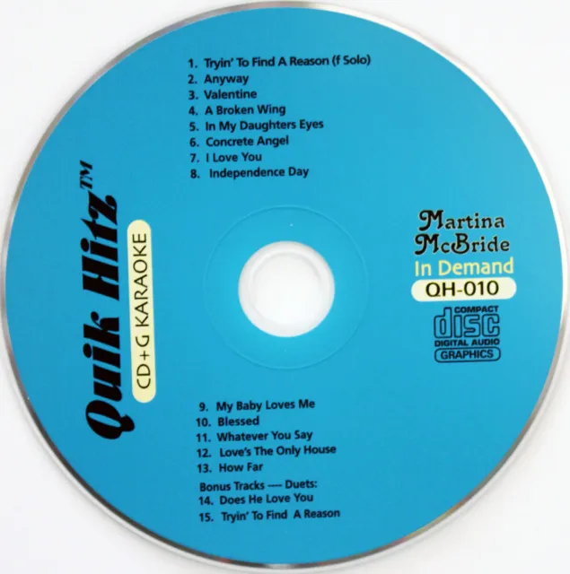 KARAOKE COUNTRY Martina McBride NEW CD+G 15 TRACKS QUIK HITS-010 NEW IN SLEEVE
