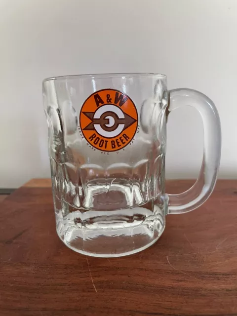 Vintage A&W Root Beer Glass Mug Stein 4.5" Tall Arrow Logo Bullseye 1961-1968 AW