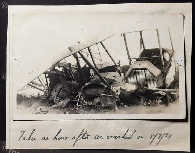 1924 RAF Vickers Vimy Crash - Real Photo postcard wiht scrapbook caption cutting
