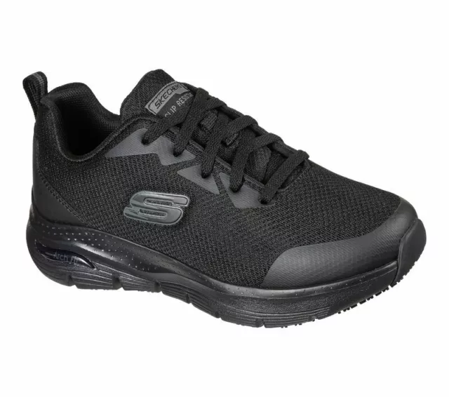 WOMENS SKECHERS 108019 Arch Fit SR Slip Resistant Black Work Shoes