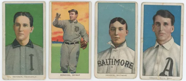 Lot of 4 Raw T206 (1909-1911) Cards - Davidson, Donovan, Jackson, Krause