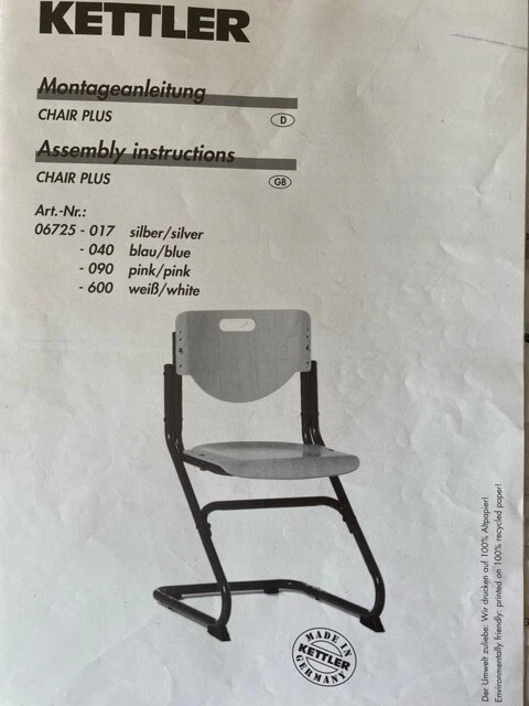wachsender Schreibtischstuhl Kettler Chair Plus, weiß/silber mit Kissen