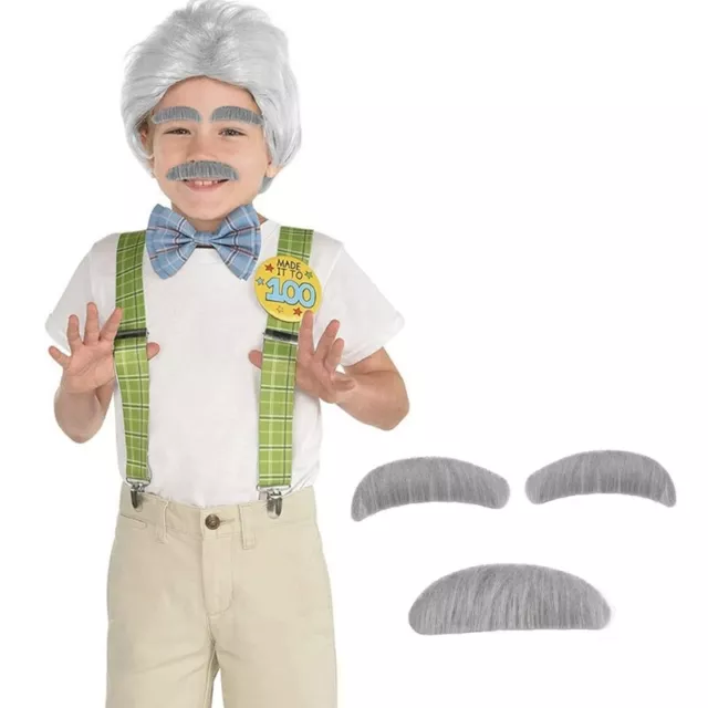 Stick-on Mustache and Eyebrows Set Old Man Dress Up Costume for Halloween