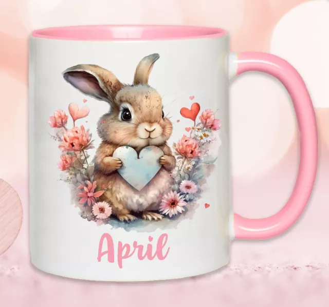 Personalised EASTER Valentines Mug Cup Bunny Rabbit Gift Girl, Adult, Lady,