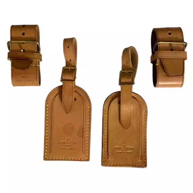 Louis Vuitton LV Vintage luggage name tag Handle Strap vachetta leather  EB-196