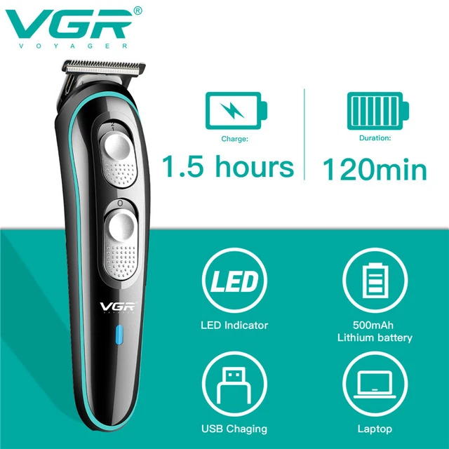 1/2x VGR Professional USB Rechargeable Cordless Electric Hair Clippers Trimmer