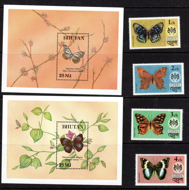 Bhutan 1990 Papillons Butterflies 2 Blocs ** MNH [T115]