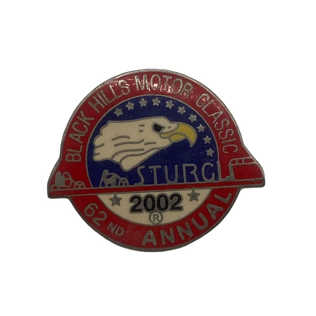 Vintage Black Hills Motor Classic Sturgis Rally 2002 62nd Annual Biker Pin Vest
