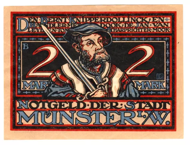 1921 German Munster Notgeld 2 Marks