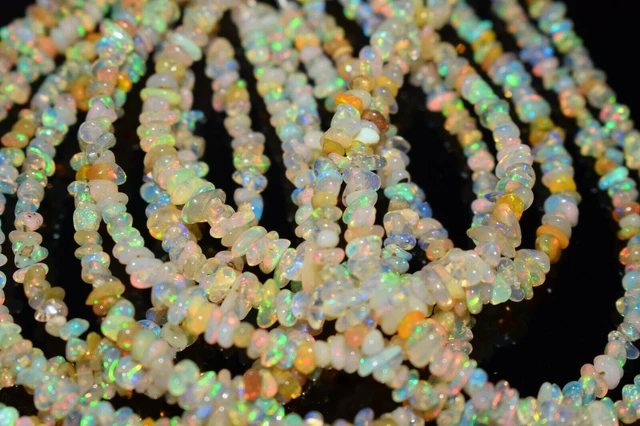 100% Naturel Multi Fire Ethiopian Opal Gemstone Forme non coupée 6 "3-4MM...