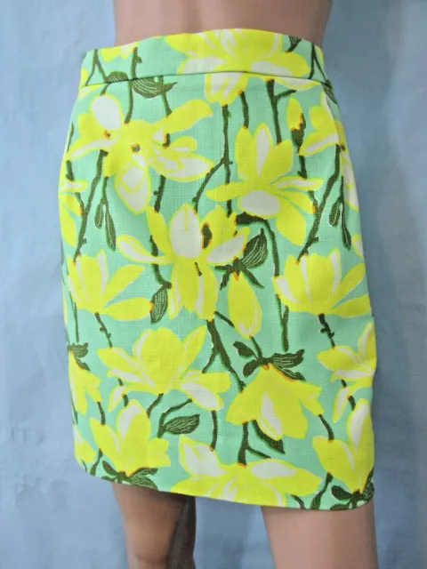 NWOT J.CREW Green, Yellow & White Floral Cotton A-line Skirt, Size 8