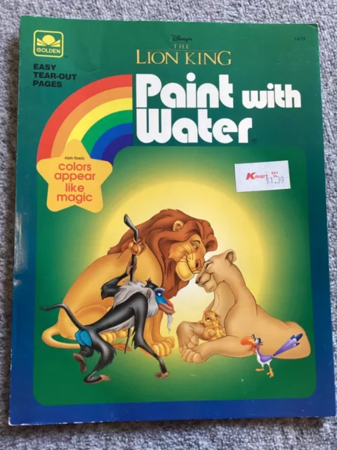 1994 The Lion King Paint with Water Book Golden Books Vintage NEW  unused.